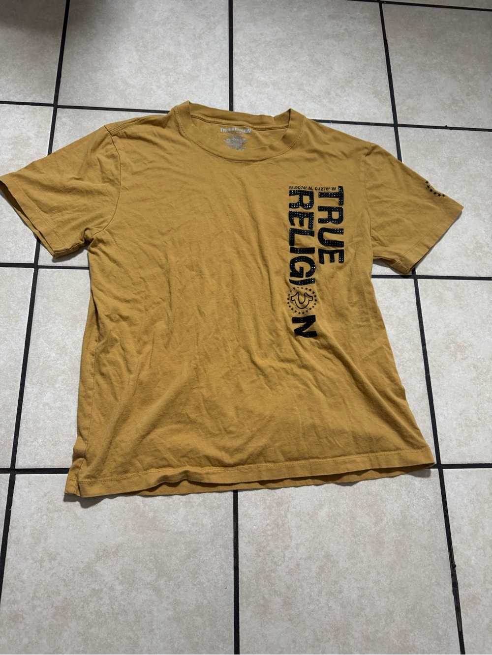 True Religion Mustard Yellow Short-Sleeve Logo Tee